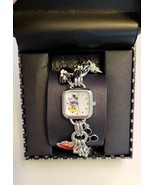 Cute Women&#39;s Happy Mickey Mouse Charm Bracelet Watch Silver tone 2228 Ne... - $537.68 MXN