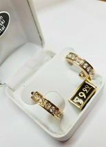 Crystals By Swarovski Hoop Earrings In 14K Gold Overlay Stud Back New In Box - $38.26