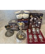 Studio Silversmiths Silver Plated Kiddush Cup &amp; Saucer Set Judaica Read ... - $63.22 CAD