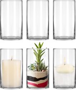 6 Pack Clear Glass Cylinder Vases, 6 Inch Flowers Vase, Floating Candle ... - $34.93
