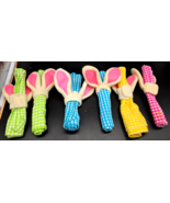 Set of 6 BUNNY EAR Wrap Around Napkin Holder Rings Easter with checkered... - $14.95