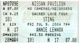 Vintage Sting Annie Lennox Concert Ticket Stub July 9 2004 Bristow Virginia - £24.72 GBP