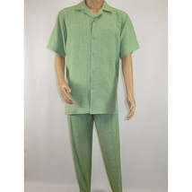 Men 2pc Walking Leisure Suit Short Sleeves By DREAMS Fancy 265-34 Lime Green image 9