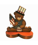 Patriotic 4th July/Christmas Decor Patriotic Bear Reversible Hand Painte... - £17.47 GBP