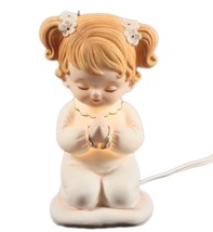 Lefton Nightlight Praying Girl 6626 Bisque Porcelain Electric with On/Off Switch - £15.14 GBP
