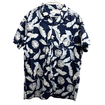 Sonoma Shirt Men XL Button Feather Blue Collared Short Sleeves 100% Cotton - £15.39 GBP