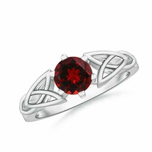 ANGARA Solitaire Round Garnet Celtic Knot Ring for Women in 14K Solid Gold - £390.15 GBP