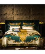 Luxury Villa European-style Four-piece Bedding Set High-end Elegant Satin Embroi - $22,925.24 MXN