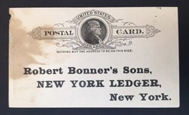 Robert Bonner&#39;s Sons New York Ledger Postal Card 1800s Newspaper Company - £12.67 GBP