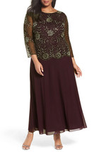 Pisarro Nights Embellished Mock Two-Piece Long Dress Sz 14 Grape - $106.13