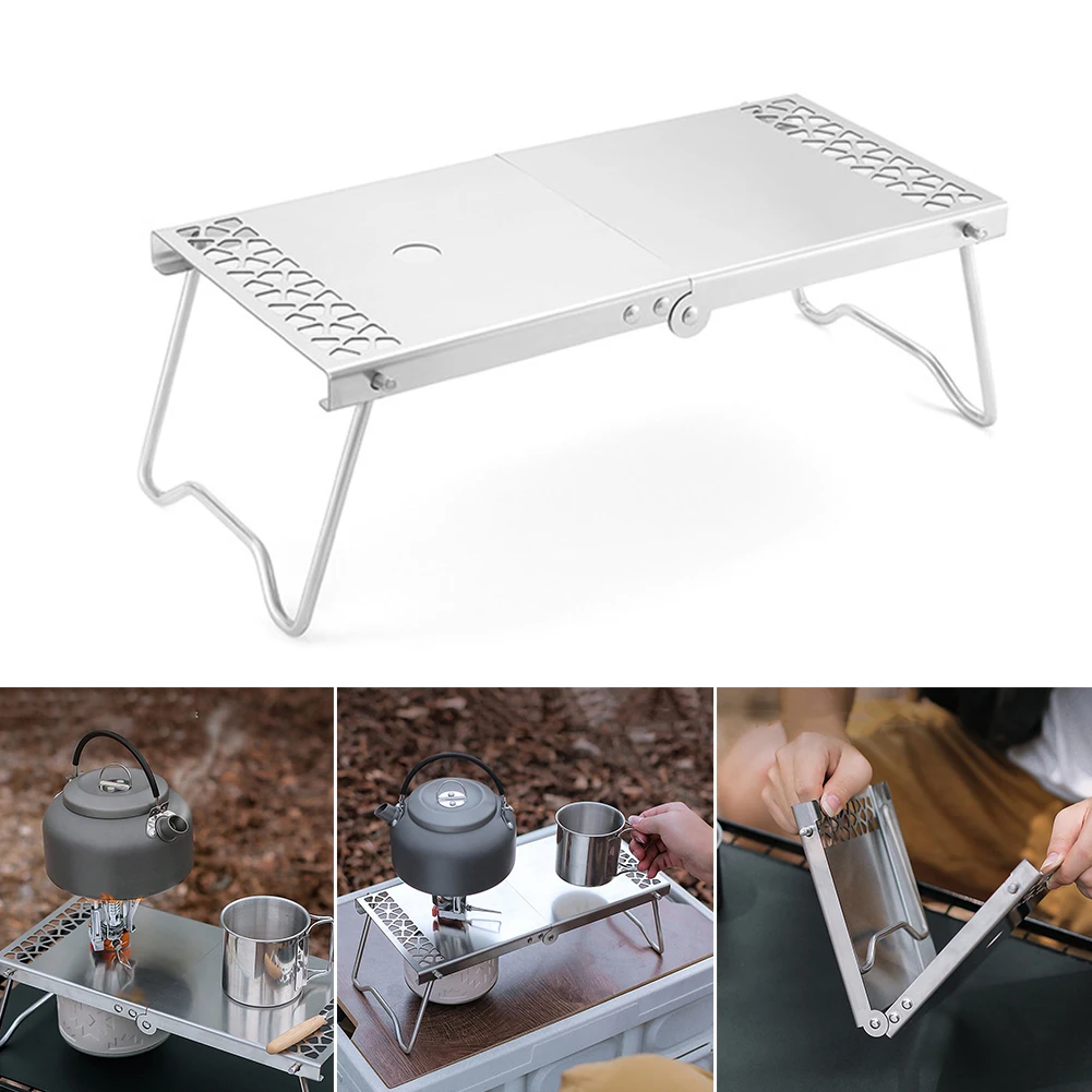 Stainless Steel Camping Stove Table with Storage Bag Foldable Camping Picnic - £13.40 GBP+