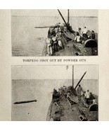 1914 WW1 Print British Torpedo Shot Off Ship Antique Military Period Col... - €30,18 EUR