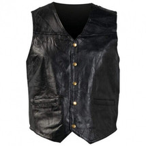 Genuine Leather Biker&#39;s Vest 5 snap buttons and 2 watch pockets - £28.48 GBP+