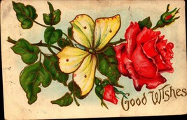 Vintage 1910 Embosse Postcard -GOOD WISHES-BK38 - £2.37 GBP