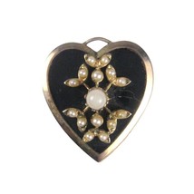Heart enamel Pendant ONLY 1 Inch imitation Pearl Vintage Leaf Love WEAR - £15.65 GBP