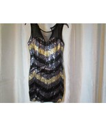 NWT As U Wish BlK Gold Sz S unior Sequined Illusion Sheath Dress Org $69 - $28.04