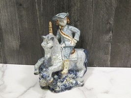 L Hjorth Gertrud Kudielka Danish Studio Pottery Mounted Soldier Rider and Horse  - £94.96 GBP