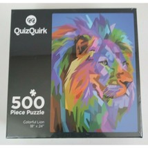 New QuizQuirk Puzzle Colorful Lion 500 Piece Jigsaw Puzzle 18&quot;x24&quot; - $19.39