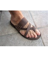 Men's Handmade Greek Leather Multi-Strap Cushioned Flip Flop Sandals - $62.00