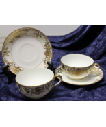 Noritake - 175 Green backstamp - Flat Cups &amp; Saucers - 2 Sets - $34.99