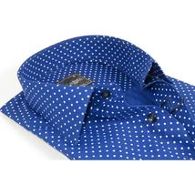 Men's Shirt Hankie CASILA Turkey Cotton Blend 501920-05 Royal Blue Polka Dots image 7