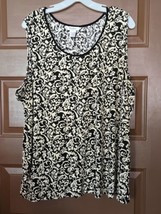 Tanjay Women&#39;s Sleeeveless Stretch Floral Print Black Size 3XL - £7.79 GBP