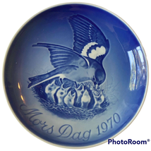 Bing &amp; Grondahl Copenhagen Plate Sparrow 1970 Mothers Day Blue Porcelain... - $14.87