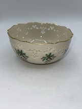 LENOX HOLIDAY PIERCED BOWL  6&quot; Round Pierced All Purpose Bowl Holly Made... - £11.67 GBP
