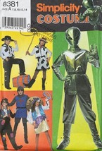 Simplicity Sewing Pattern 8381 Costume Alien Knight Cowboy Gypsy Child Size 7-14 - £7.16 GBP