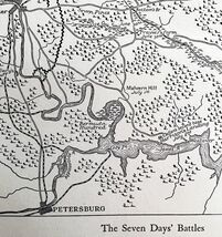 Map 1942 Seven Days Battle Richmond 5.5 x 9&quot; Virginia History Ephemera D... - $19.99