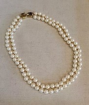Monet Double Strand Pearl Necklace Beautiful Luster Cream Faux Pearls Vi... - $28.98