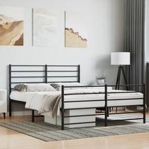 Metal Bed Frame with Headboard and Footboard Black 135x190 cm Double - £68.56 GBP