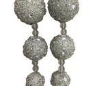 Silver Glitter Ball Drop Ornaments 2 Assorted Plastic  Acrylic 8 inches ... - $9.80