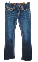 ROCK REVIVAL Women&#39;s 28 (31 3/4x31 1/4) Adorna Boot Denim Blue Jeans Rhinestones - £38.28 GBP