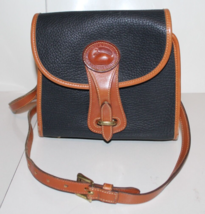 Dooney &amp; Bourke Classic AWL Black Leather Cross Body Flap Bag Purse - £47.40 GBP
