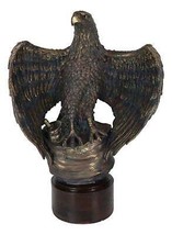 Large Grand Bald Eagle Perching On USA American Flag Figurine With Round... - £59.14 GBP