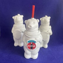 Lot of 3 Vintage Always Coca-Cola Plastic 3D Polar Bear Drinking Cups - Hanson - £7.09 GBP