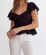 Entro flutter sleeve peplum top in Black - size M - $36.63