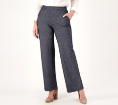 Isaac Mizrahi Jacquard Knit Herringbone Wide Leg Pants -Navy, Tall 2X - $31.68