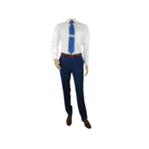 Mens Mantoni Flat Front Trousers Wool Super 140s Classic Fit 40901 French Blue image 7