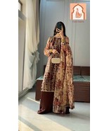 Brown Palazzo Suit with Heavy Sequence Work and Digital Print - $65.00