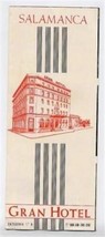 Gran Hotel  Brochure  Salamanca Spain 1960&#39;s Categoria 1 - $17.82