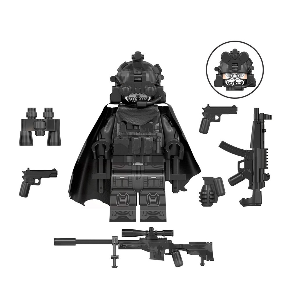 6pcs Special Forces Black Camouflage Commando Soldiers Minifigures Minifigs Toys Item image 6