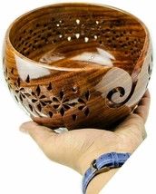 Wooden Yarn Bowl Hand Made Rosewood Wood For Knitting &amp; Crochet Yarn Holder - $782.05 MXN