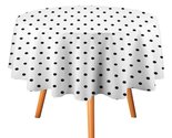 Black White Polka Dot Tablecloth Round Kitchen Dining for Table Cover De... - $15.99+