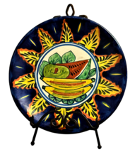 VTG Mexican Talavera Pottery Decorative Wall Plate 11 Inch Hand Painted Fruit - £17.57 GBP