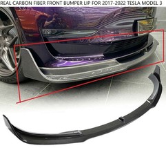 For 2017-2022 Tesla Model 3 V Style Front Bumper Lip Splitter Real Carbon Fiber - $498.00