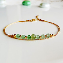 Dainty green aventurine gold bracelet,layered bracelet,stackable crystal bracele - £30.52 GBP