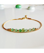 Dainty green aventurine gold bracelet,layered bracelet,stackable crystal bracele - $37.95