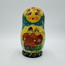 Vintage Matryoshka Nesting Doll with 5 Christmas Ornaments Handpainted 6in - £89.18 GBP